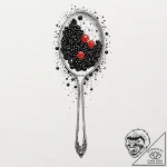 A single, perfect, glistening caviar spoon, t… – tattoo sketch (№1752113968_0, 10.07.2025 02:19) — tattoovalue.net