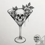 A single, perfect, glistening olive in a mart… – tattoo sketch (№1752114386_0, 10.07.2025 02:26) — tattoovalue.net