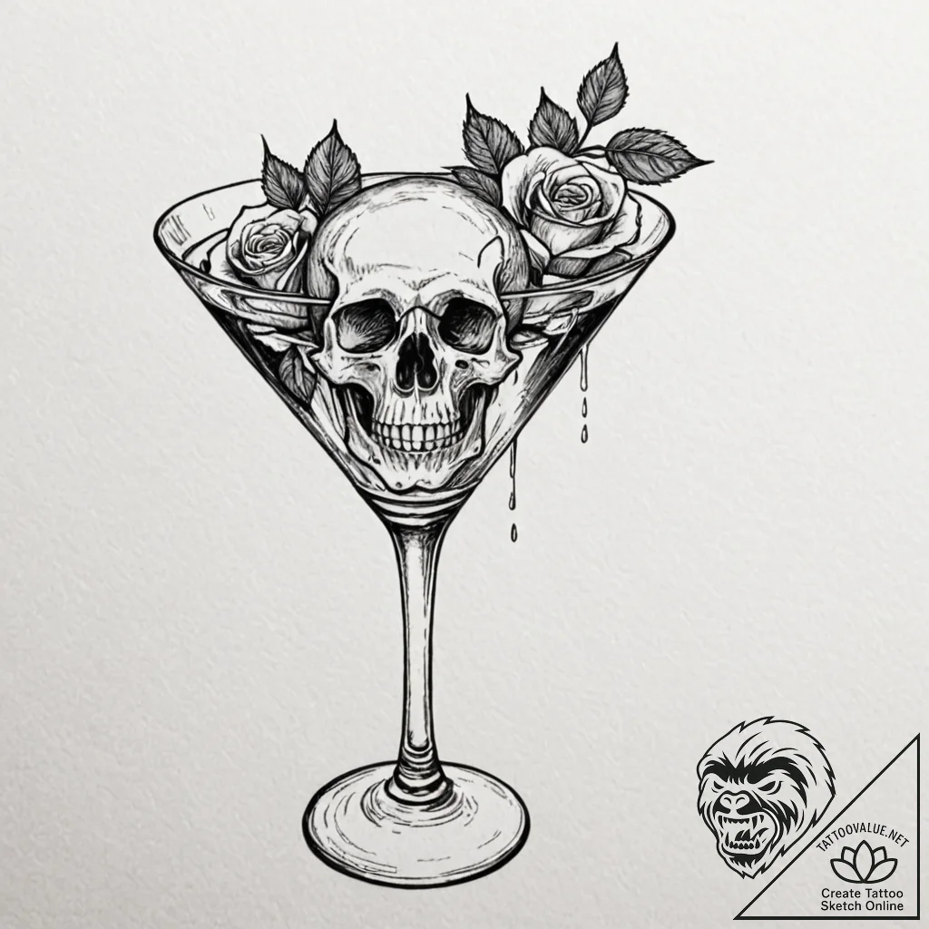 A single, perfect, glistening olive in a mart... - tattoo sketch (№1752114386_0, 10.07.2025 02:26) — tattoovalue.net