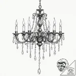 A beautiful, delicate chandelier, hanging fro… – tattoo sketch (№1752114473_0, 10.07.2025 02:27) — tattoovalue.net
