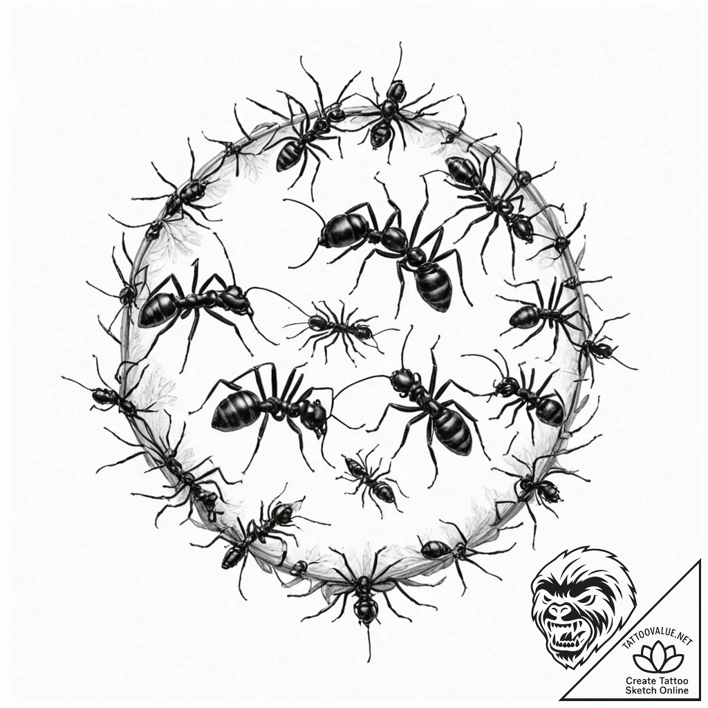 A beautiful, but strong ant colony, working a... - tattoo sketch (№1752114639_0, 10.07.2025 02:30) — tattoovalue.net