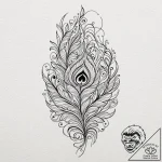A single, perfect, unblemished peacock feathe… – tattoo sketch (№1752114723_0, 10.07.2025 02:32) — tattoovalue.net