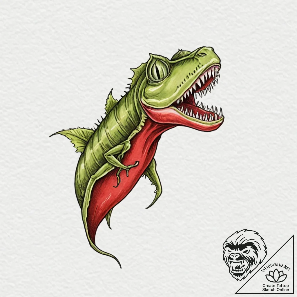 A venus flytrap, its jaws are shaped like red... - tattoo sketch (№1752115475_0, 10.07.2025 02:44) — tattoovalue.net