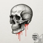 A skull, with a keyhole in its forehead, and… – tattoo sketch (№1752115644_0, 10.07.2025 02:47) — tattoovalue.net