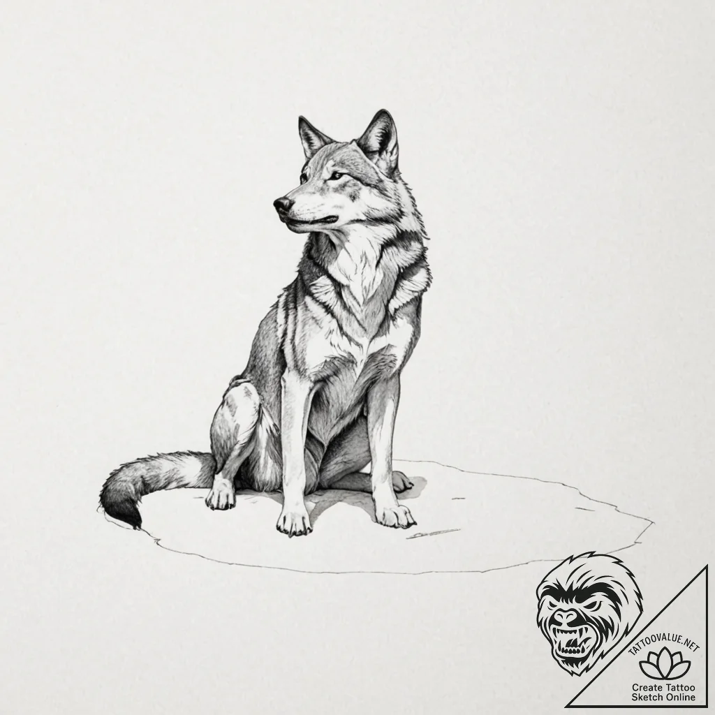 A full figure of a woman sitting on the floor... - tattoo sketch (№1752115727_0, 10.07.2025 02:48) — tattoovalue.net
