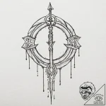 A gladiator’s trident, dripping with black in… – tattoo sketch (№1752116063_0, 10.07.2025 02:54) — tattoovalue.net