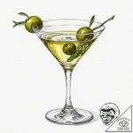 A single, perfect olive, in a martini glass – tattoo sketch (№1752116147_0, 10.07.2025 02:55) — tattoovalue.net
