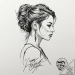 A beautiful, realistic woman’s profile, with… – tattoo sketch (№1752116229_0, 10.07.2025 02:57) — tattoovalue.net