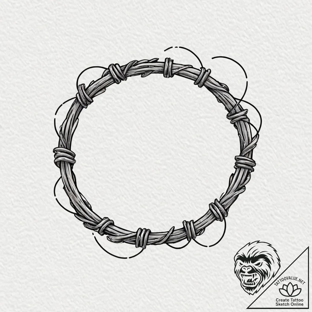 A barbed wire armband, symbolizing entrapment... - tattoo sketch (№1752116397_0, 10.07.2025 02:59) — tattoovalue.net