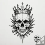 A skull wearing a crown of bullets – tattoo sketch (№1752116479_0, 10.07.2025 03:01) — tattoovalue.net