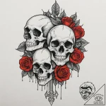 A pack of spectral crows, their eyes glowing… – tattoo sketch (№1752116983_0, 10.07.2025 03:09) — tattoovalue.net