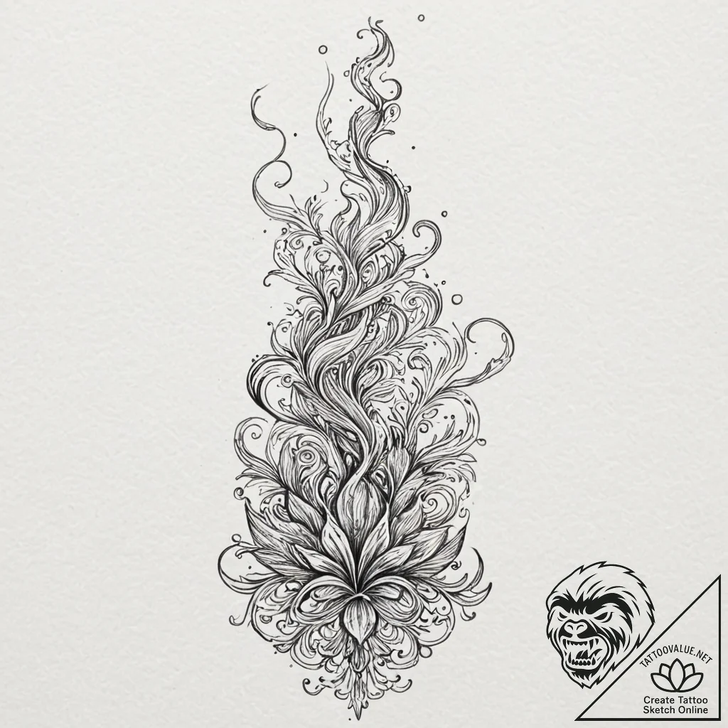 A realistic, smoldering incense stick, its sm... - tattoo sketch (№1752117066_0, 10.07.2025 03:11) — tattoovalue.net