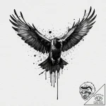 A beautiful, realistic raven, its wings are d… – tattoo sketch (№1752117482_0, 10.07.2025 03:18) — tattoovalue.net