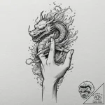 A realistic hand, holding a burning match, th… – tattoo sketch (№1752117903_0, 10.07.2025 03:25) — tattoovalue.net