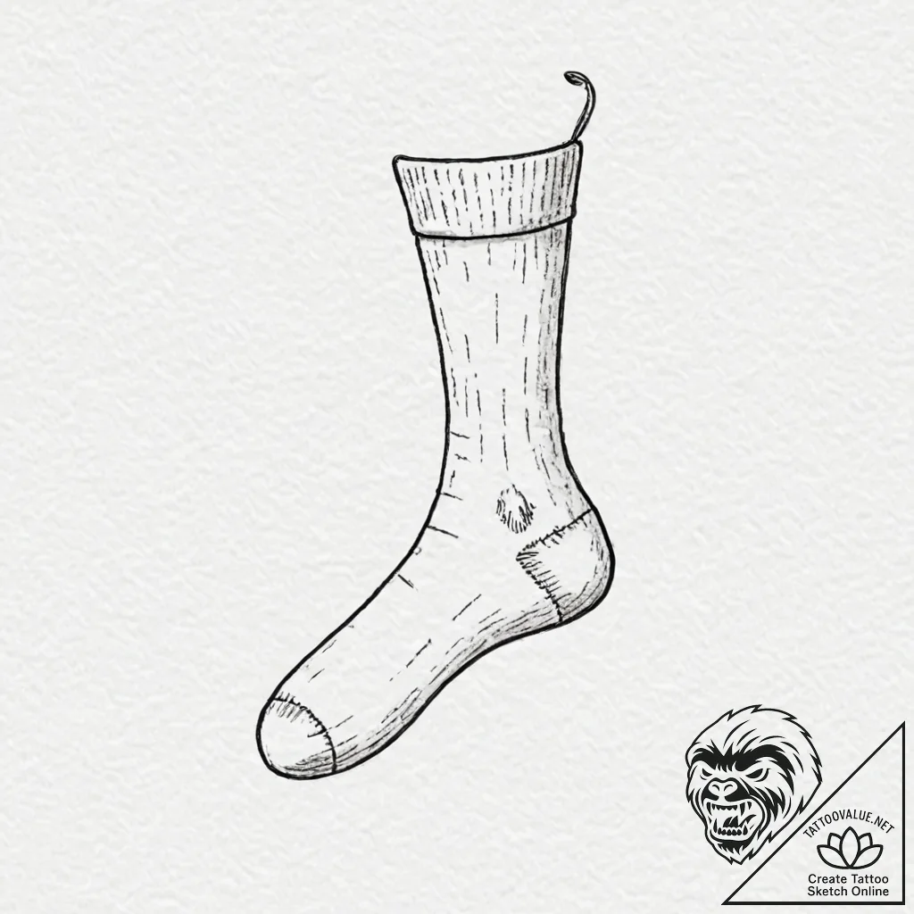 A single, lonely sock - tattoo sketch (№1752117987_0, 10.07.2025 03:26) — tattoovalue.net