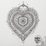 A human heart, but it’s a heavy, gold padlock… – tattoo sketch (№1752118063_0, 10.07.2025 03:27) — tattoovalue.net