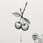 A single, perfect cherry, its stem is tied in… – tattoo sketch (№1752118140_0, 10.07.2025 03:29) — tattoovalue.net