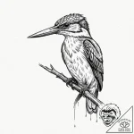 A beautiful, but determined kingfisher, a mas… – tattoo sketch (№1752118945_0, 10.07.2025 03:42) — tattoovalue.net
