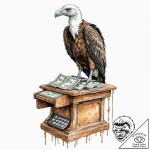 A vulture, perched on a cash register, tattoo… – tattoo sketch (№1752119194_0, 10.07.2025 03:46) — tattoovalue.net
