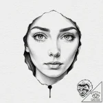 A woman’s face, with one eye being a keyhole – tattoo sketch (№1752119361_0, 10.07.2025 03:49) — tattoovalue.net