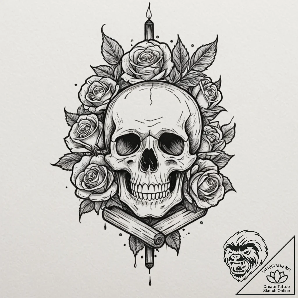 A single, burnt-out matchstick, artistic tatt... - tattoo sketch (№1752119697_0, 10.07.2025 03:54) — tattoovalue.net