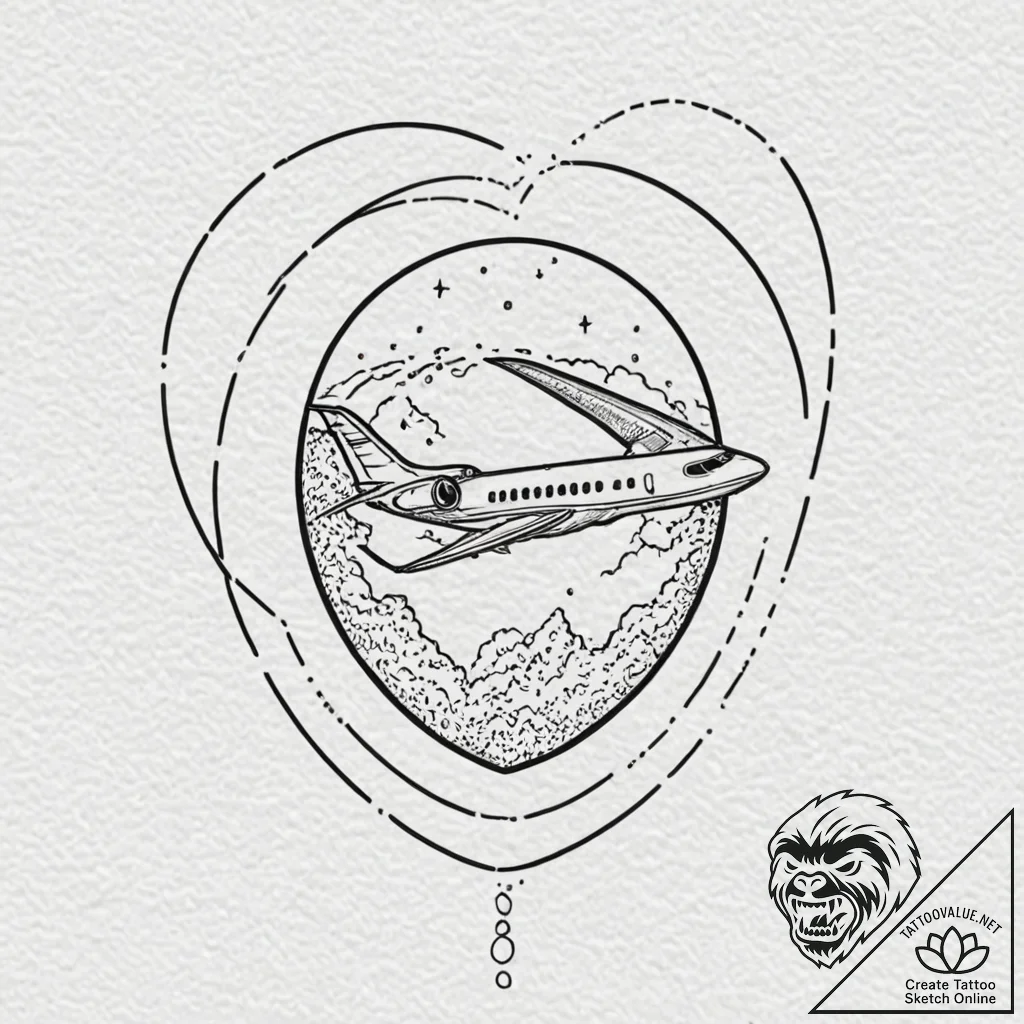 A minimalist drawing of a private jet's windo... - tattoo sketch (№1752119945_0, 10.07.2025 03:59) — tattoovalue.net