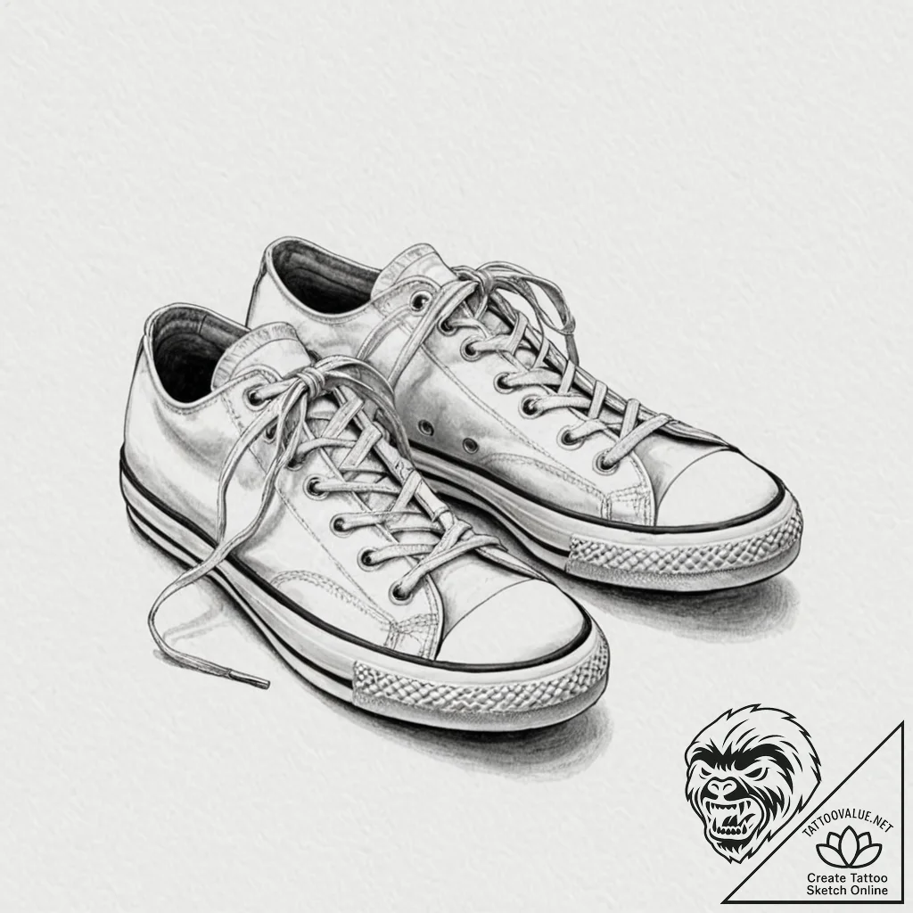 A drawing of a hand-me-down shoe with a hole... - tattoo sketch (№1752120113_0, 10.07.2025 04:01) — tattoovalue.net