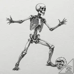 A human skeleton in a dynamic, aggressive fig… – tattoo sketch (№1752120196_0, 10.07.2025 04:03) — tattoovalue.net
