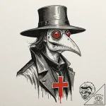 A portrait of a plague doctor, his mask is st… – tattoo sketch (№1752121032_0, 10.07.2025 04:17) — tattoovalue.net