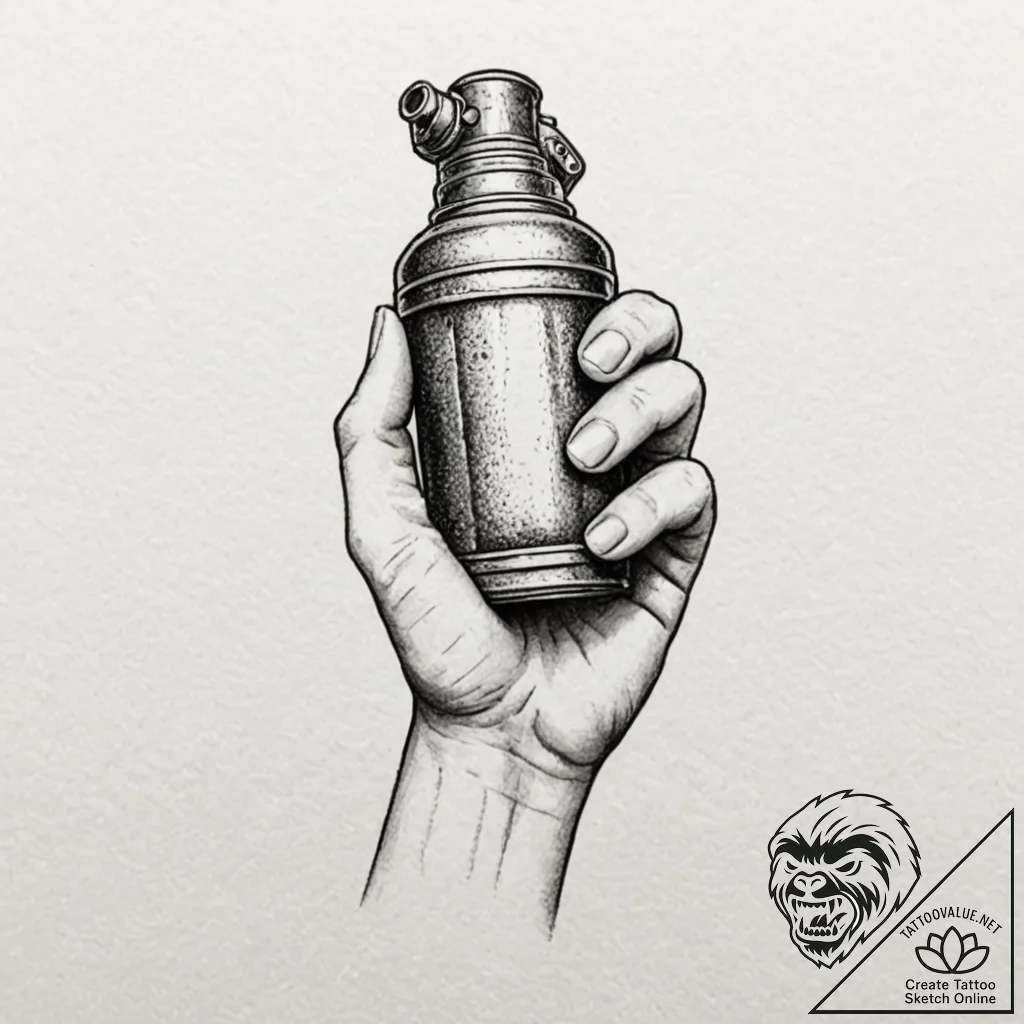 A human hand, holding a live, ticking grenade... - tattoo sketch (№1752121116_0, 10.07.2025 04:18) — tattoovalue.net