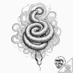 A snake, its body is made of swirling smoke – tattoo sketch (№1752121616_0, 10.07.2025 04:26) — tattoovalue.net