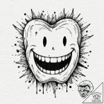 A single, blacked-out tooth in a smile, tatto… – tattoo sketch (№1752121699_0, 10.07.2025 04:28) — tattoovalue.net