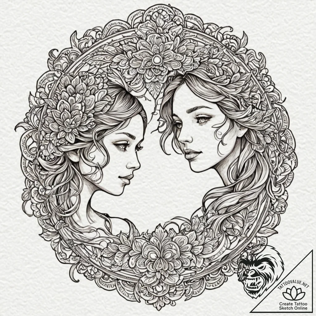 A person, listening with deep empathy to anot... - tattoo sketch (№1752121866_0, 10.07.2025 04:31) — tattoovalue.net