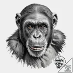 A powerful chimpanzee, in a display of aggres… – tattoo sketch (№1752121952_0, 10.07.2025 04:32) — tattoovalue.net