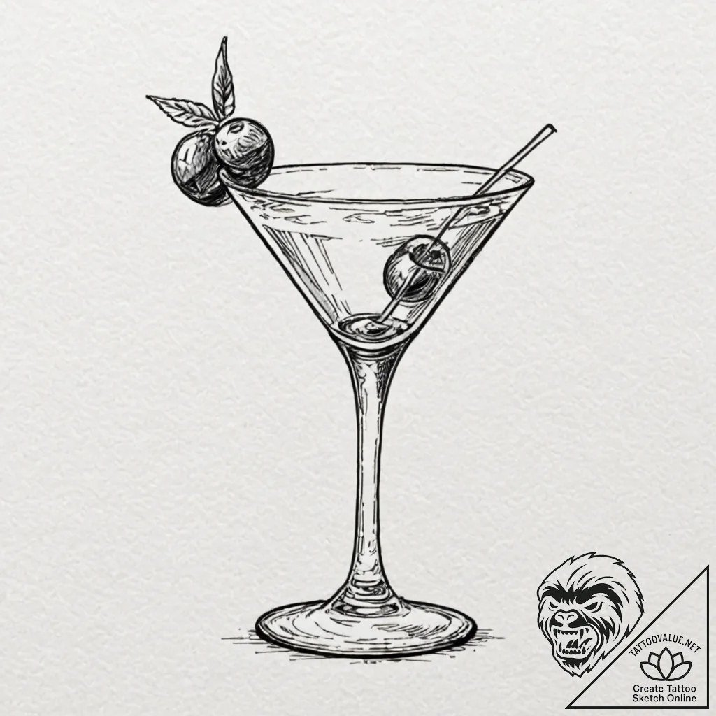 A single, perfect, glistening olive in a mart... - tattoo sketch (№1752122117_0, 10.07.2025 04:35) — tattoovalue.net