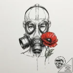 A child’s gas mask, a very powerful and stark… – tattoo sketch (№1752122531_0, 10.07.2025 04:42) — tattoovalue.net