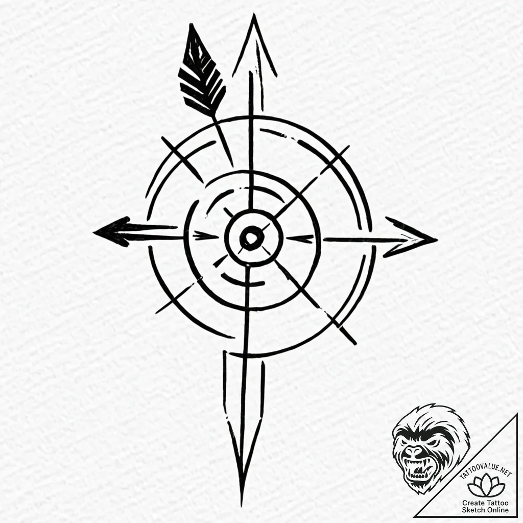 A single, powerful symbol of a target, with a... - tattoo sketch (№1752122888_0, 10.07.2025 04:48) — tattoovalue.net