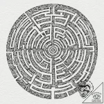 A beautiful, complex labyrinth, with a single… – tattoo sketch (№1752122963_0, 10.07.2025 04:49) — tattoovalue.net