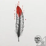A beautiful, realistic feather, but it is hea… – tattoo sketch (№1752123300_0, 10.07.2025 04:55) — tattoovalue.net