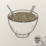 A simple, minimalist drawing of a ramen noodl… – tattoo sketch (№1752123721_0, 10.07.2025 05:02) — tattoovalue.net