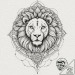 A woman’s face merged with a lion’s face, a p… – tattoo sketch (№1752124223_0, 10.07.2025 05:10) — tattoovalue.net
