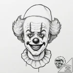A drawing of a sad clown face – tattoo sketch (№1752124556_0, 10.07.2025 05:15) — tattoovalue.net