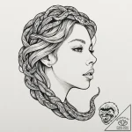A woman’s face, with a beautiful snake coilin… – tattoo sketch (№1752124640_0, 10.07.2025 05:17) — tattoovalue.net