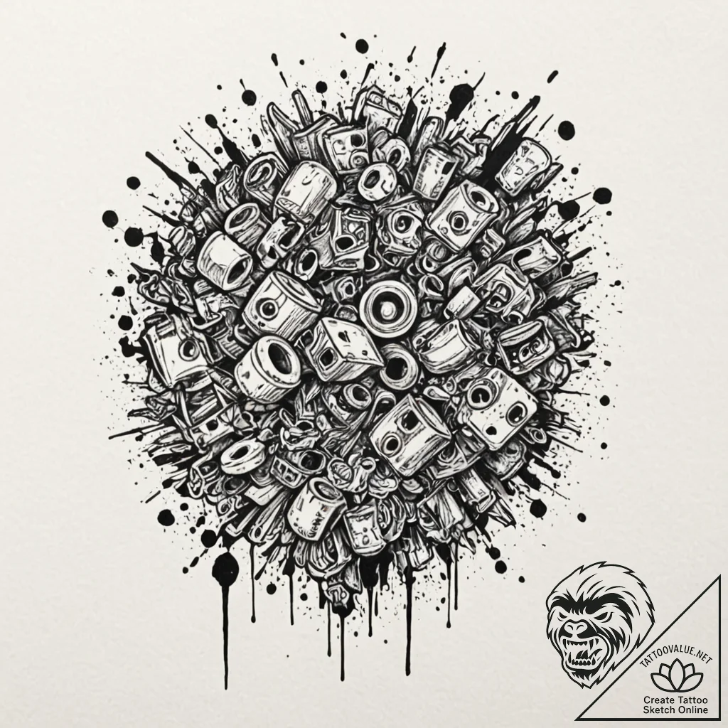 Part 2: designs for trash polka style (chaos,... - tattoo sketch (№1752124806_0, 10.07.2025 05:20) — tattoovalue.net