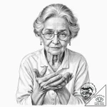 A beautiful, wise old grandmother, her hands… – tattoo sketch (№1752125141_0, 10.07.2025 05:25) — tattoovalue.net