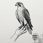 A beautiful, detailed drawing of a falcon, pe… – tattoo sketch (№1752125225_0, 10.07.2025 05:27) — tattoovalue.net
