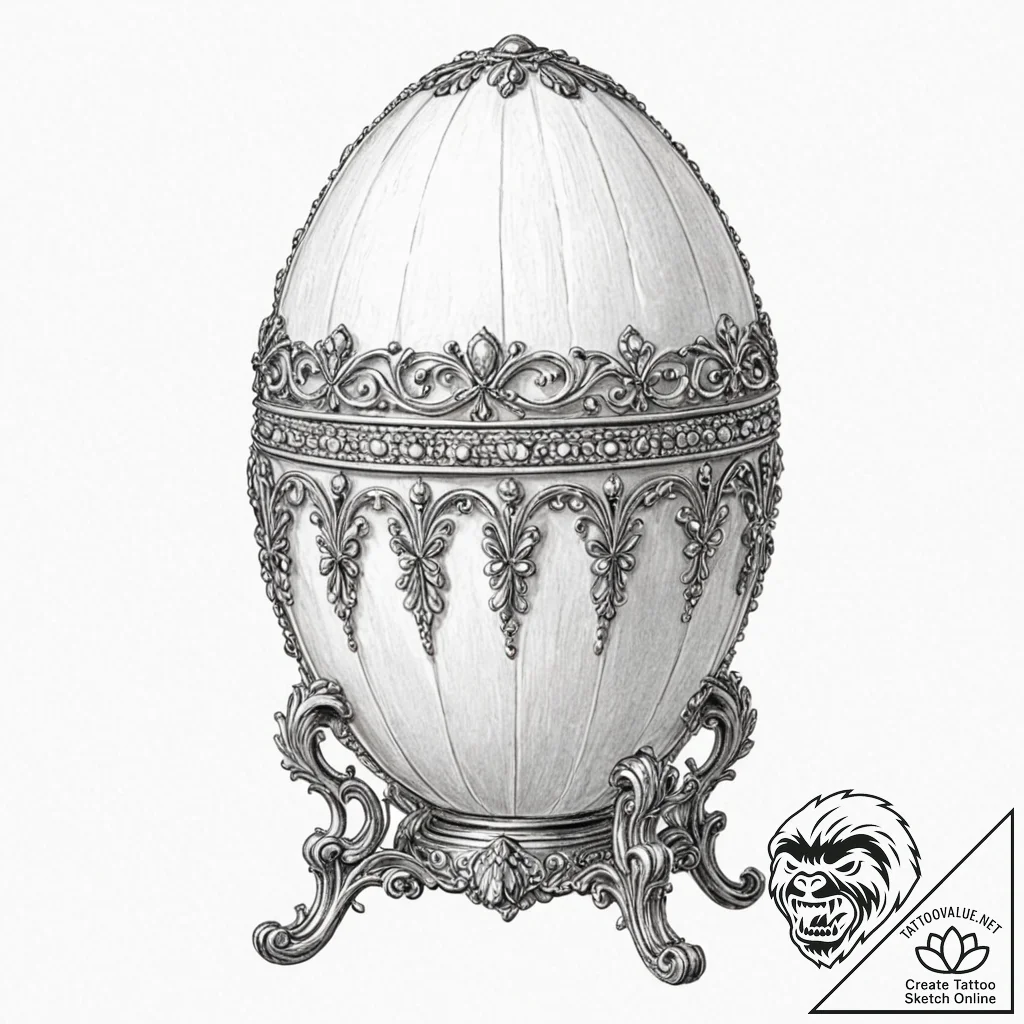 A beautiful, detailed drawing of a faberge eg... - tattoo sketch (№1752125477_0, 10.07.2025 05:31) — tattoovalue.net