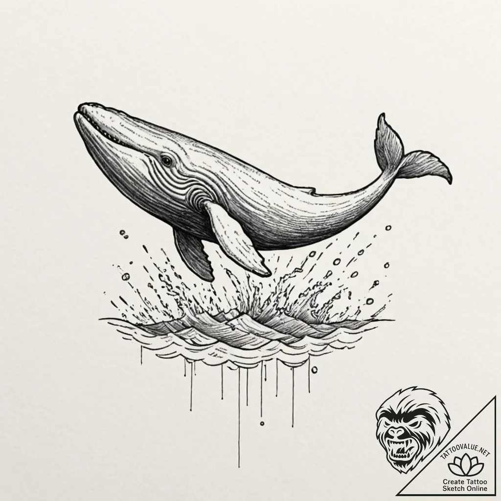 A powerful migratory whale, on its epic journ... - tattoo sketch (№1752125732_0, 10.07.2025 05:35) — tattoovalue.net