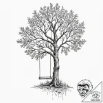 A beautiful, wise old tree, with a swing for… – tattoo sketch (№1752126068_0, 10.07.2025 05:41) — tattoovalue.net