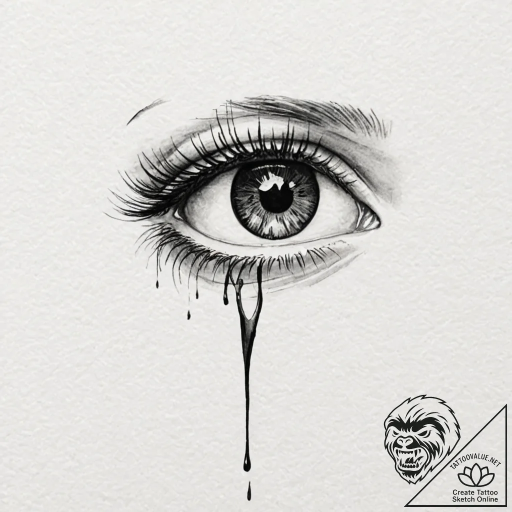 A single, black tear, but it is made of obsid... - tattoo sketch (№1752126234_0, 10.07.2025 05:43) — tattoovalue.net